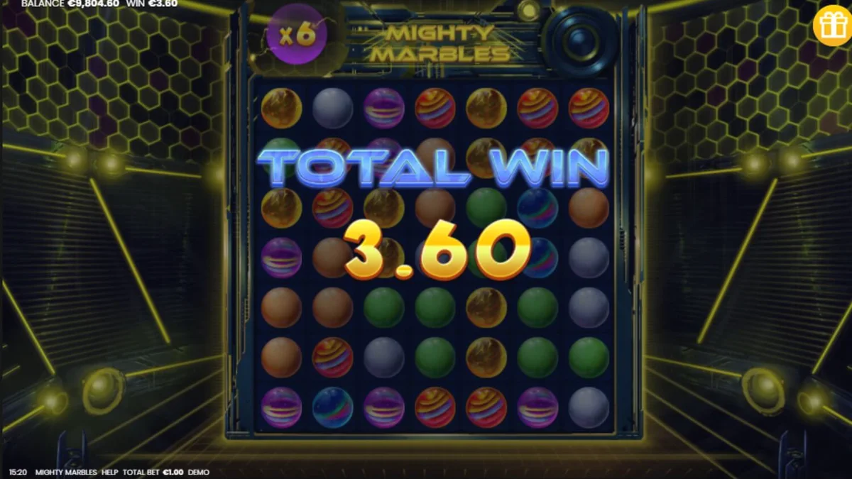 Interface do jogo Mighty Marbles em um smartphone moderno
