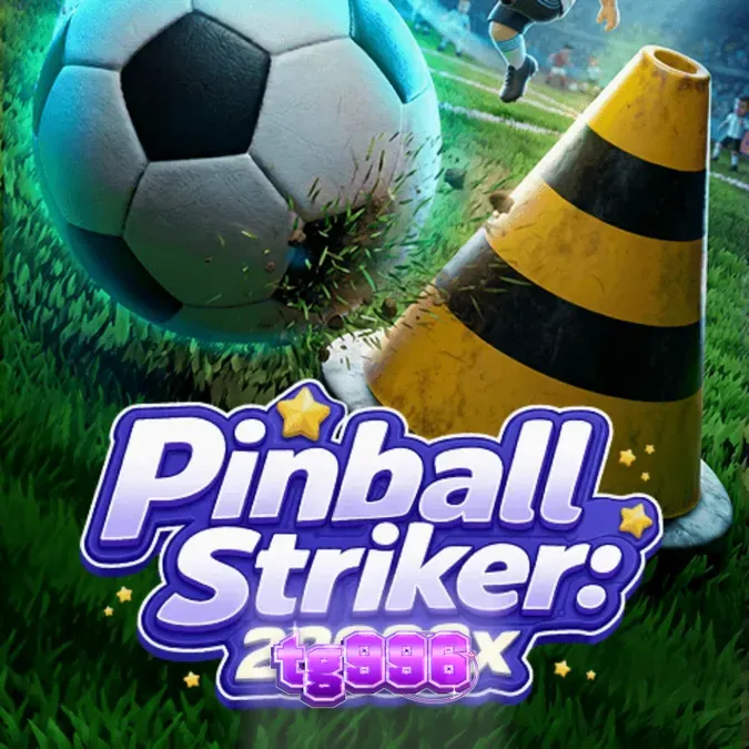 Interface de jogo do slot Pinball Striker 20,000x com temática de futebol e fliperama